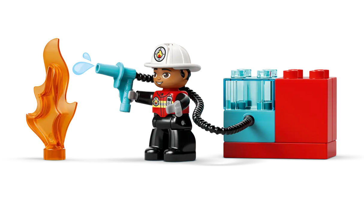 Fire Truck with Hose and Firefighter