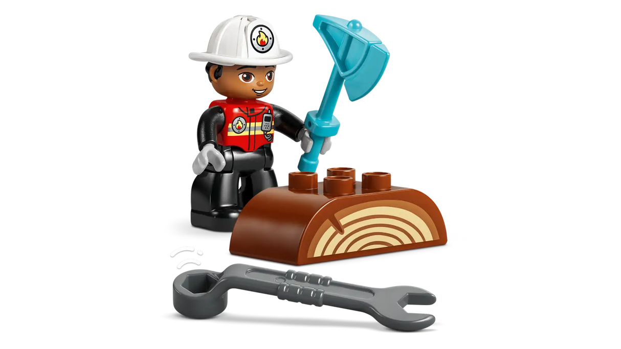 Fire Truck with Hose and Firefighter