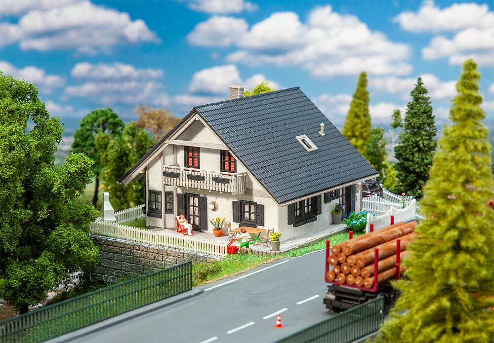 Petrol station with service building