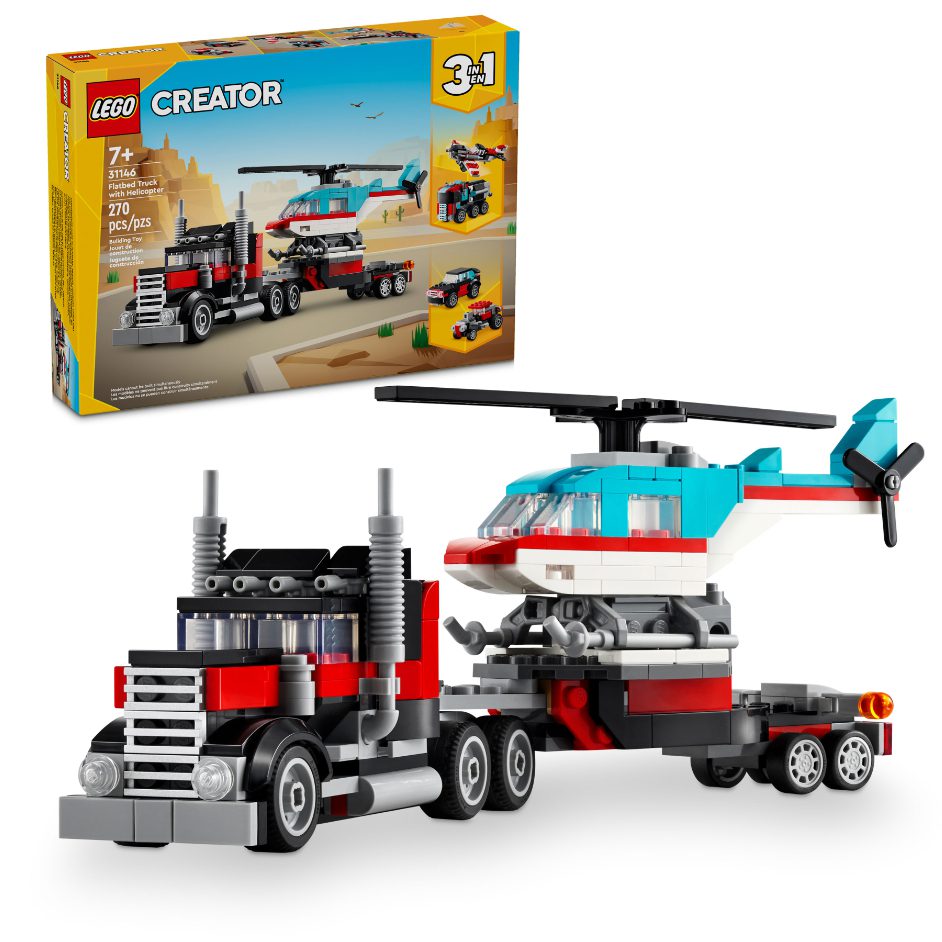Flatbed Truck With Helicopter