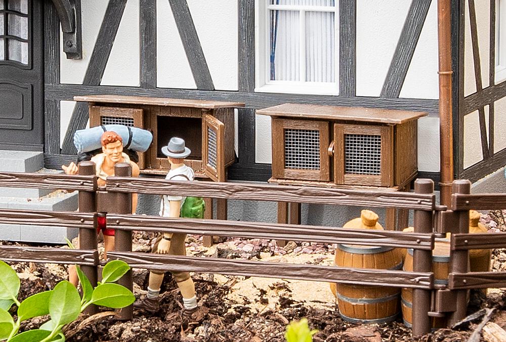 Rustic wooden benches and table