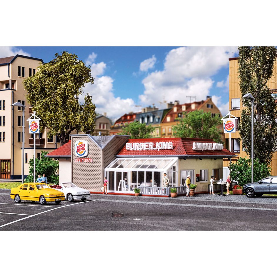 Burger King Fast Food Restaurant with Interior and LED Lighting, Functional Kit