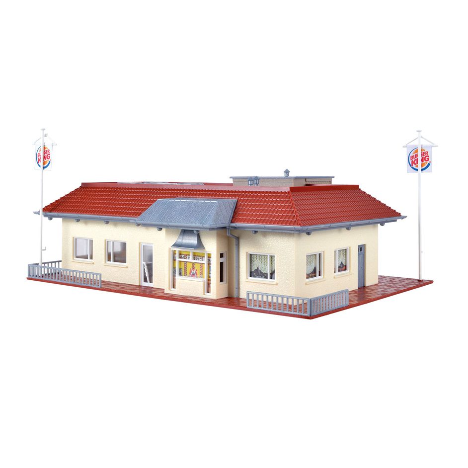 Burger King Fast Food Restaurant with Interior and LED Lighting, Functional Kit