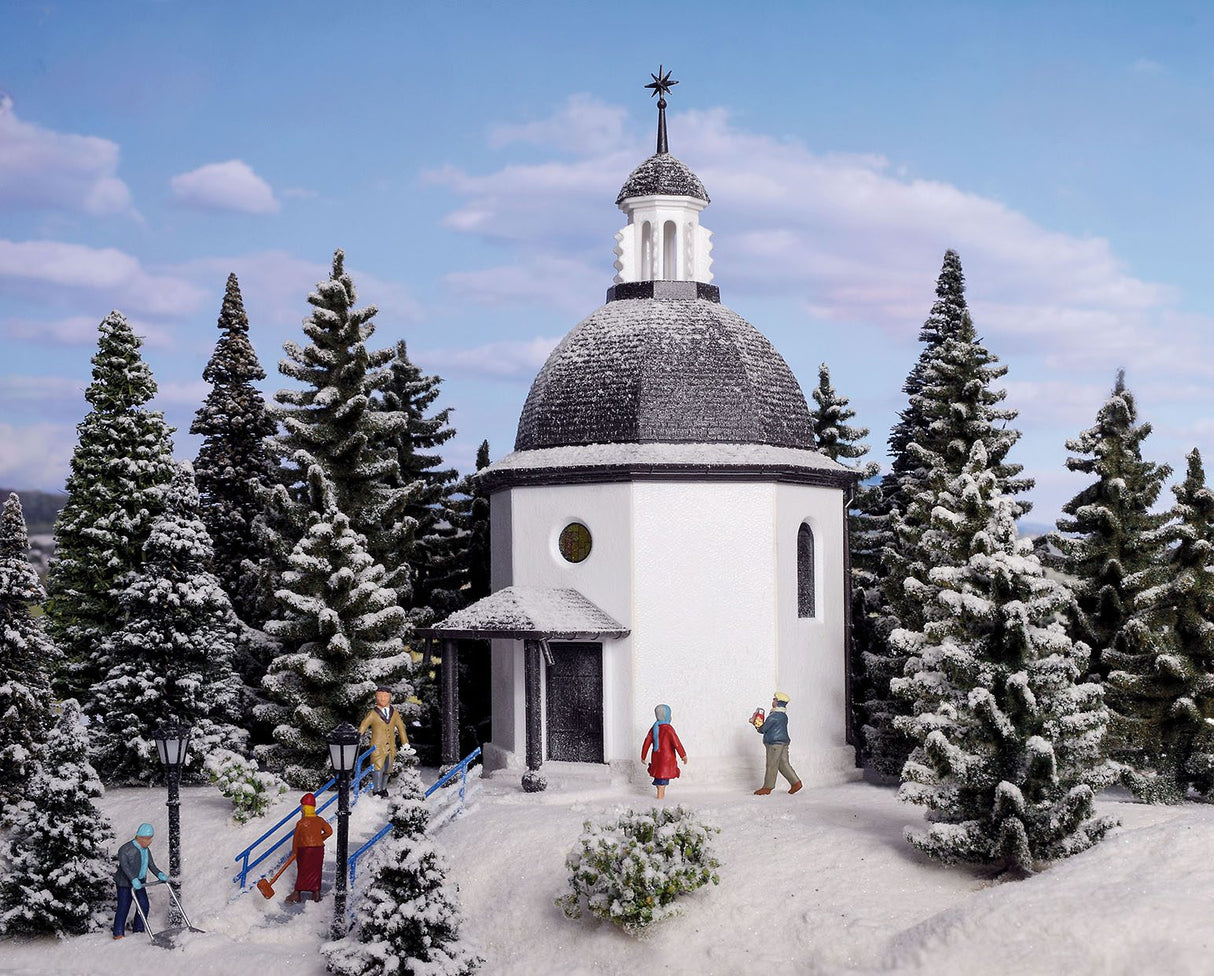 Silent Night Memorial Chapel with LED Lighting and Artificial Snow, Functional Kit