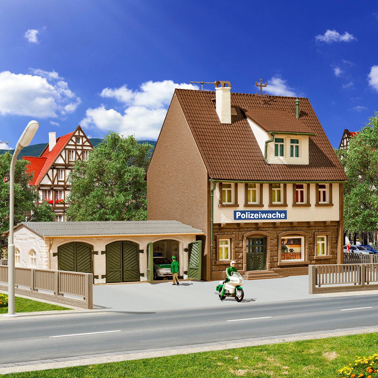 Police Station with Garage, Three Track