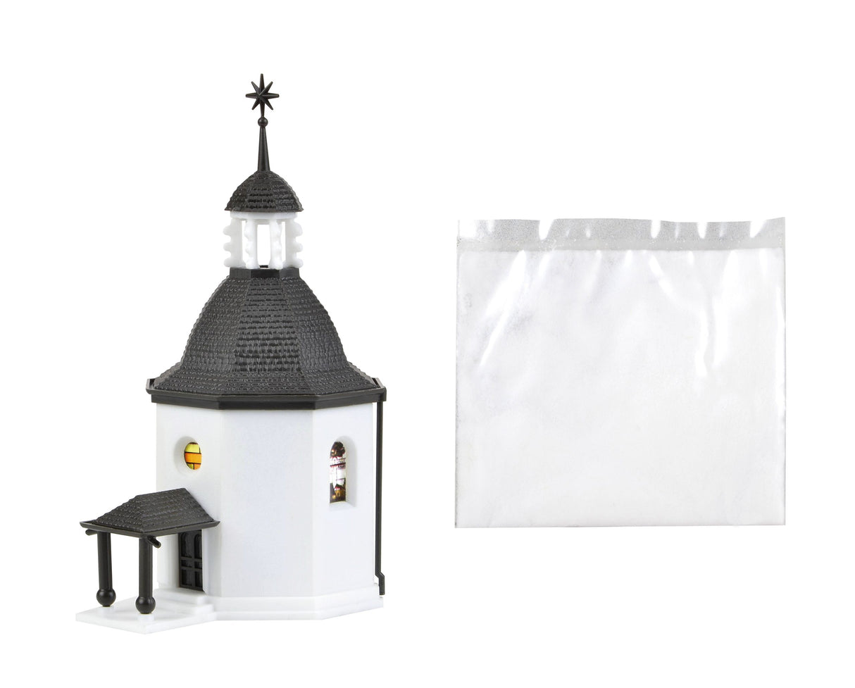 Silent Night Memorial Chapel with LED Lighting and Artificial Snow, Functional Kit