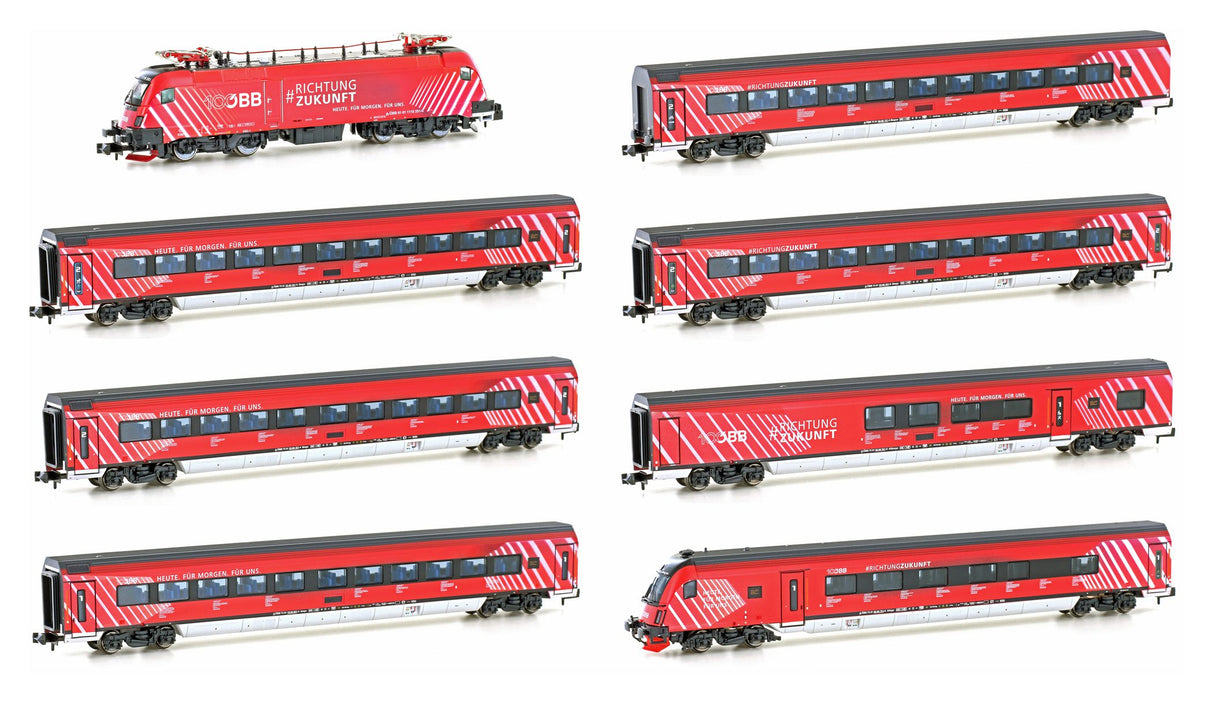 8 pcs. Passenger Train with Rh 1116 “100 Years ÖBB” Railjet, Epoch VI