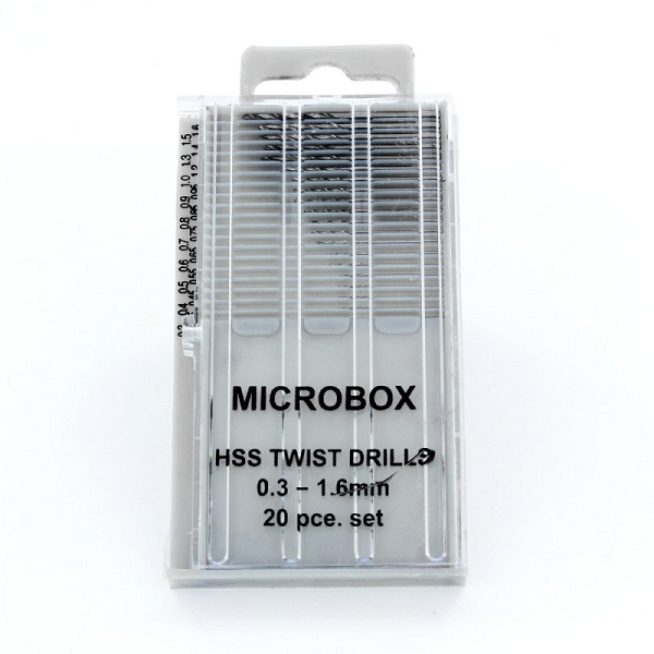 Microbox Drill Bit Set – 20 Pieces (0.3–1.6mm)