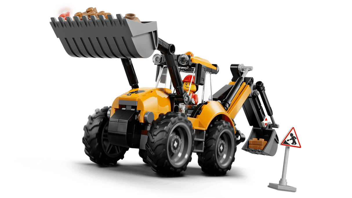 Yellow Backhoe Loader