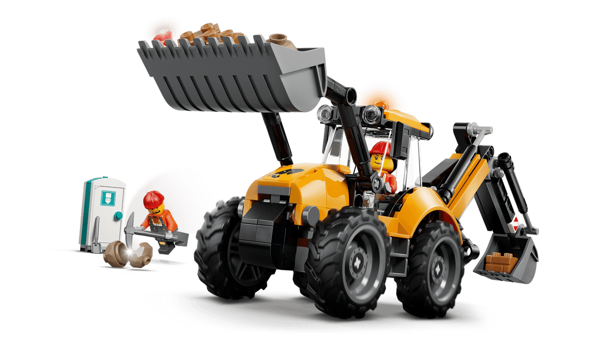 Yellow Backhoe Loader
