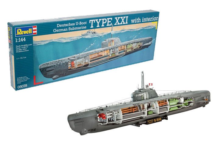 Deutsches U-Boot Typ XXI mit Interieur