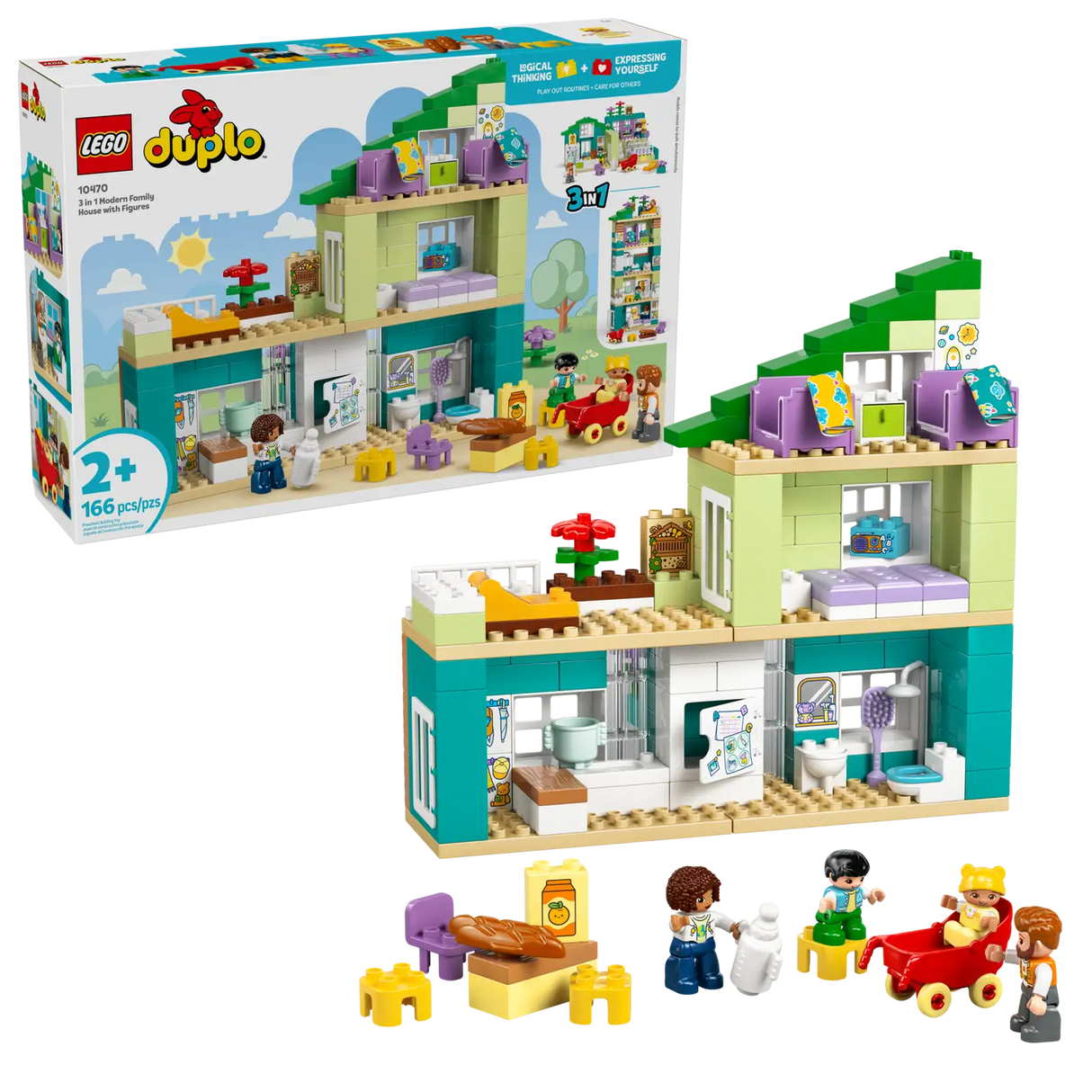 3 in 1 Modern Family House with Figures