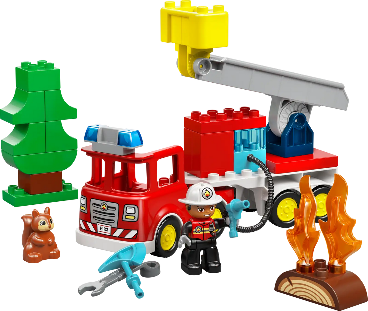 Fire Truck with Hose and Firefighter
