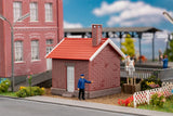 Signal box with sandstone base
