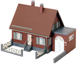 Transformer house with pointed roof