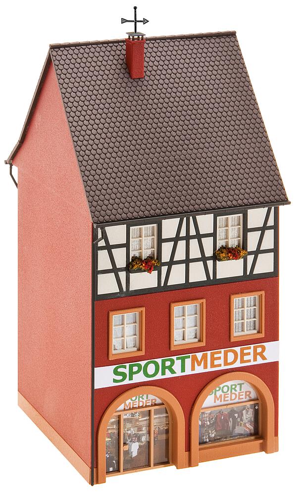 Half-timbered house with garage