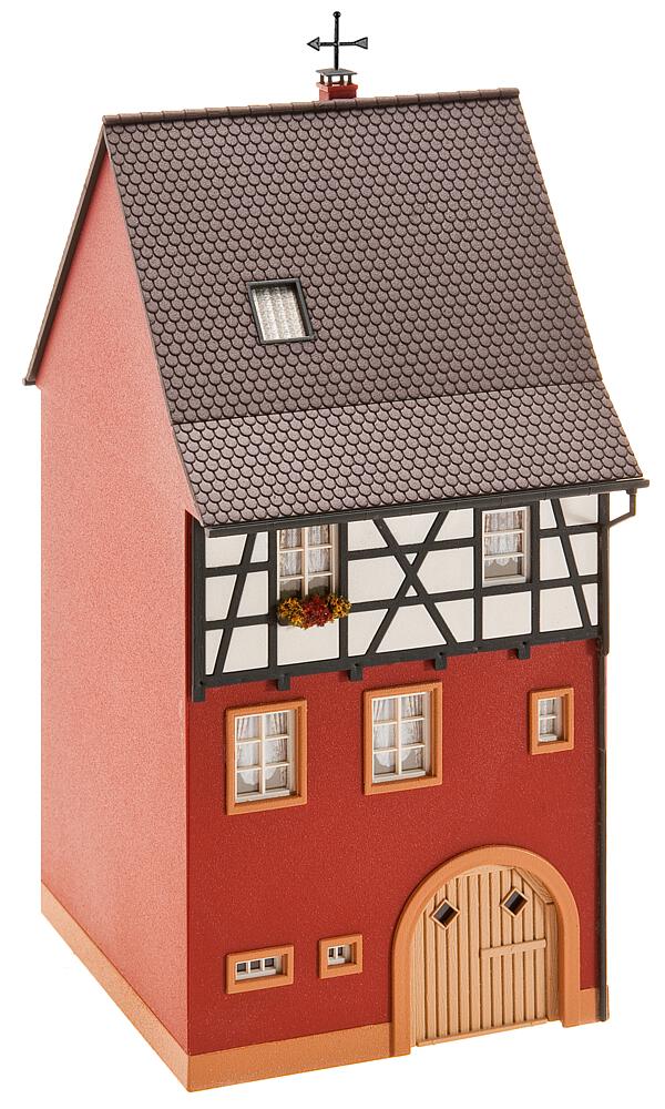 Half-timbered house with garage