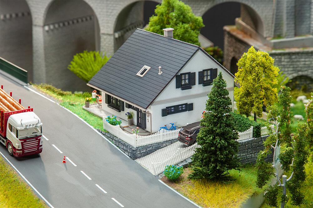 Petrol station with service building