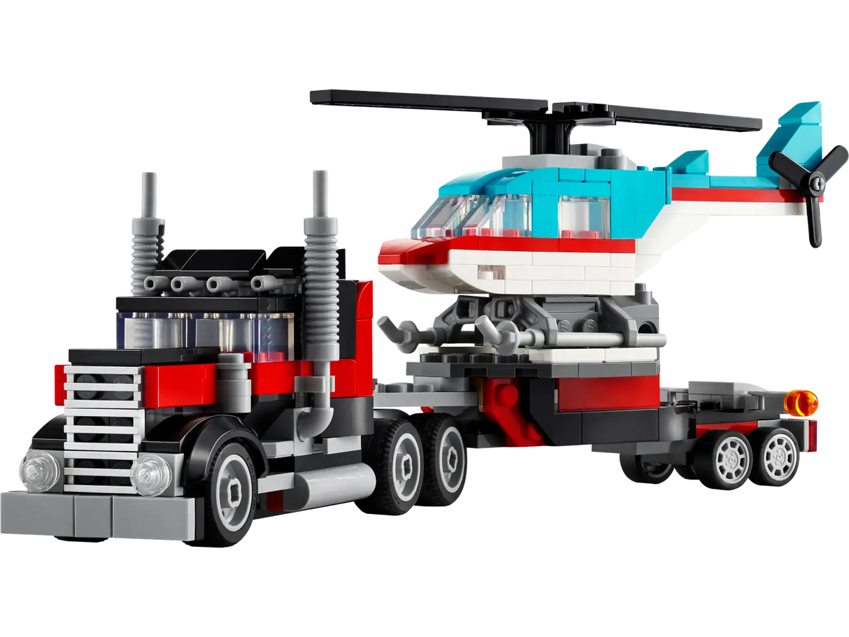 Flatbed Truck With Helicopter