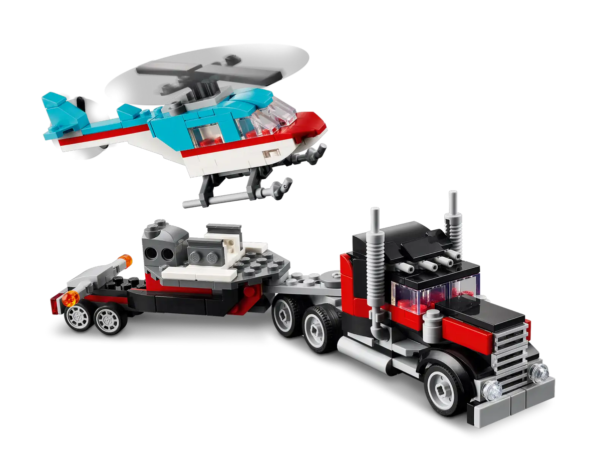 Flatbed Truck With Helicopter