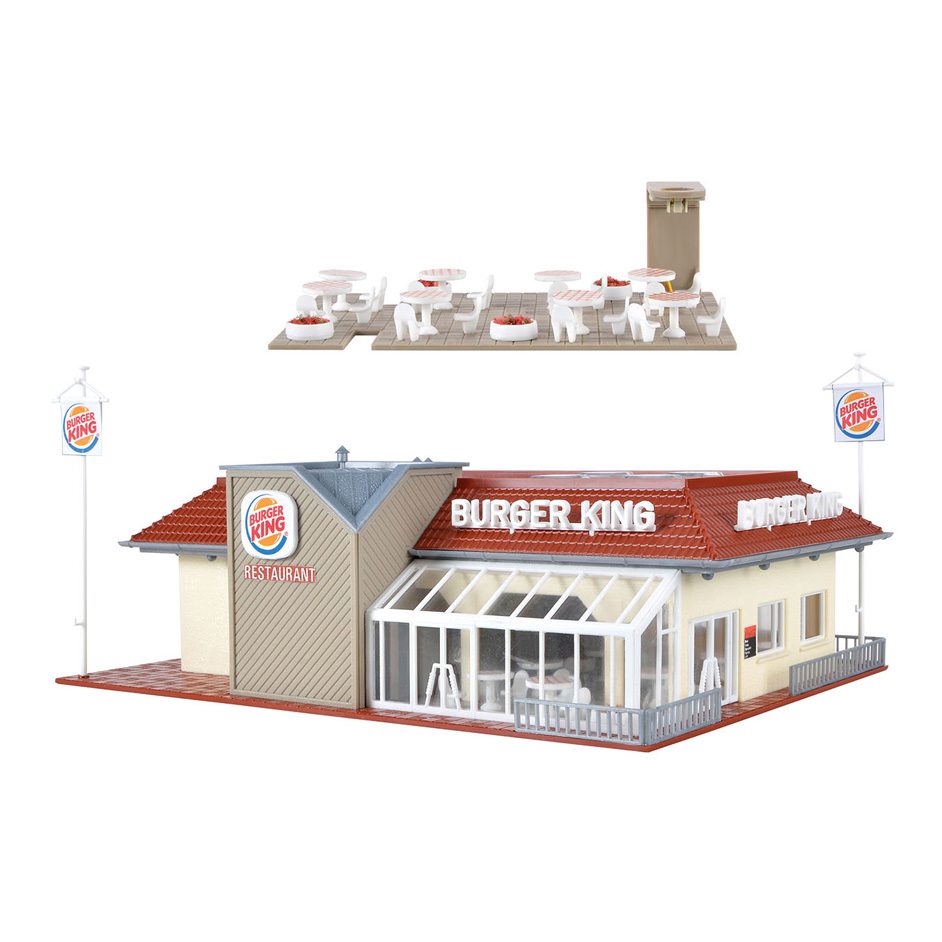 Burger King Fast Food Restaurant with Interior and LED Lighting, Functional Kit