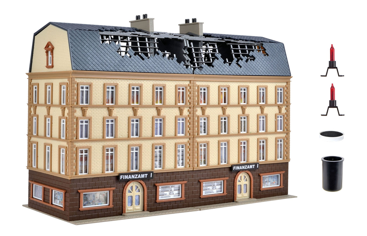 Finance Office on Fire, with LED Lighting, Smoke Generator and Colour Tablets