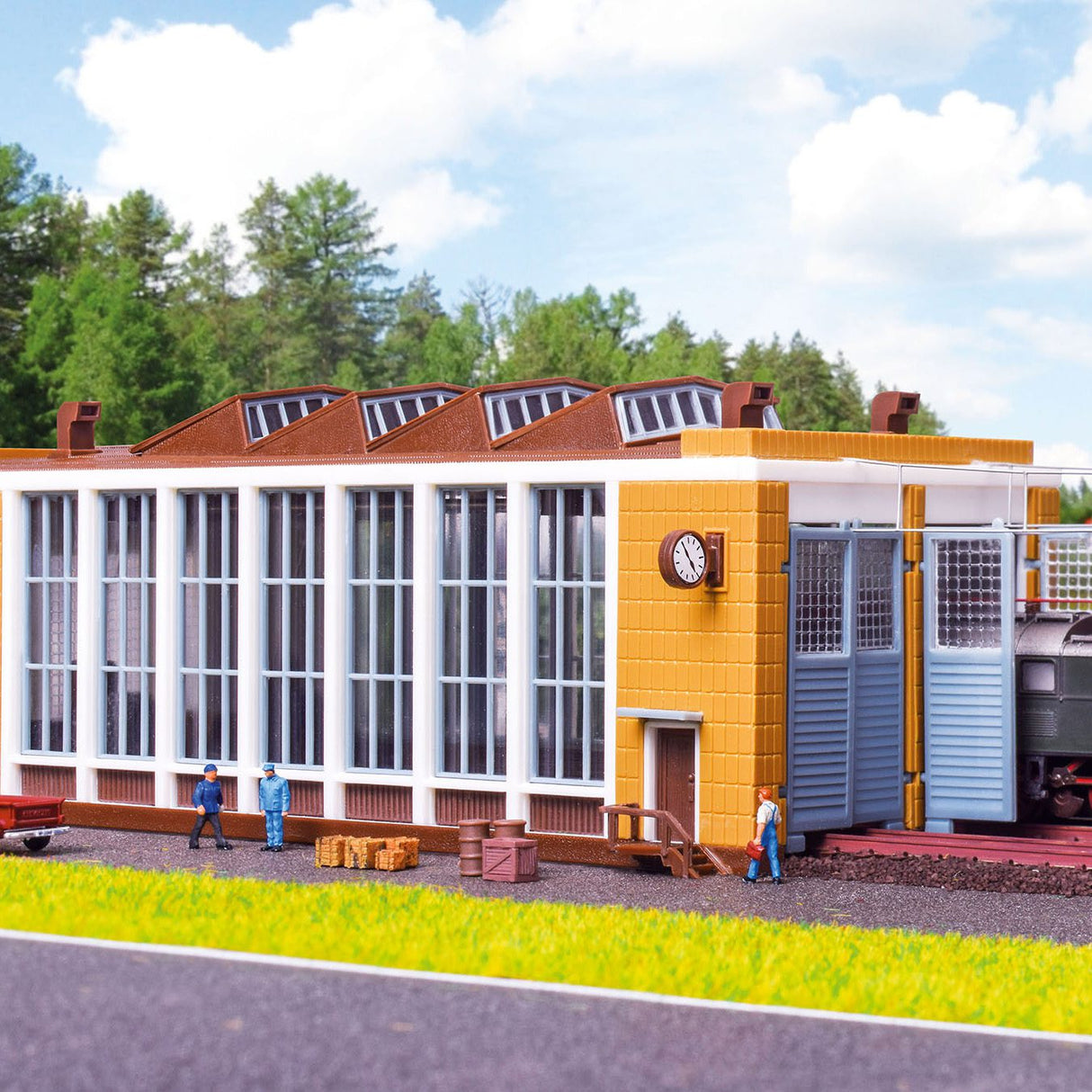 E-loco Shed with Automatic Door Lock Mechanism, Double Track