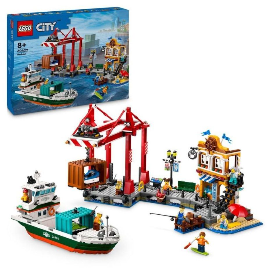 Seaside Harbor with Cargo Ship