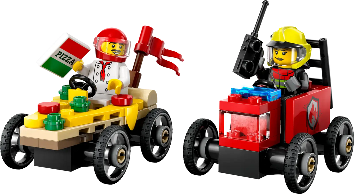 Pizza vs. Fire Truck Race Car Pack