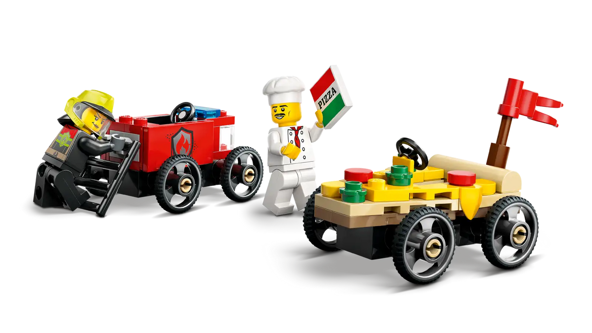 Pizza vs. Fire Truck Race Car Pack