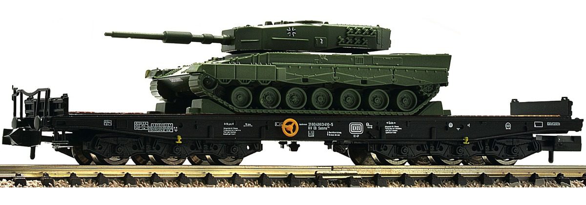 Heavy goods wagon type Samms, DB, with Leopard 2