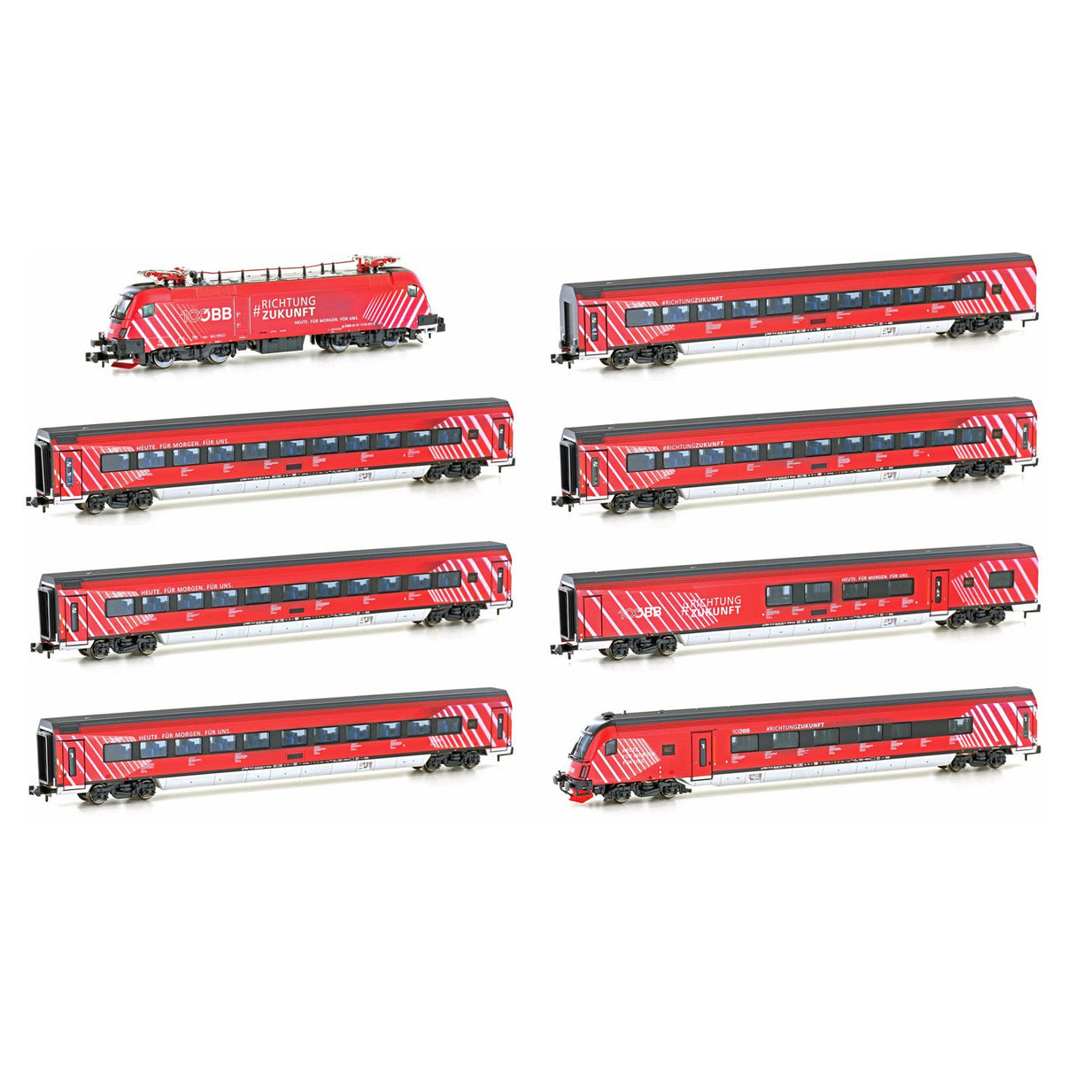 8 pcs. Passenger Train with Rh 1116 “100 Years ÖBB” Railjet, Epoch VI