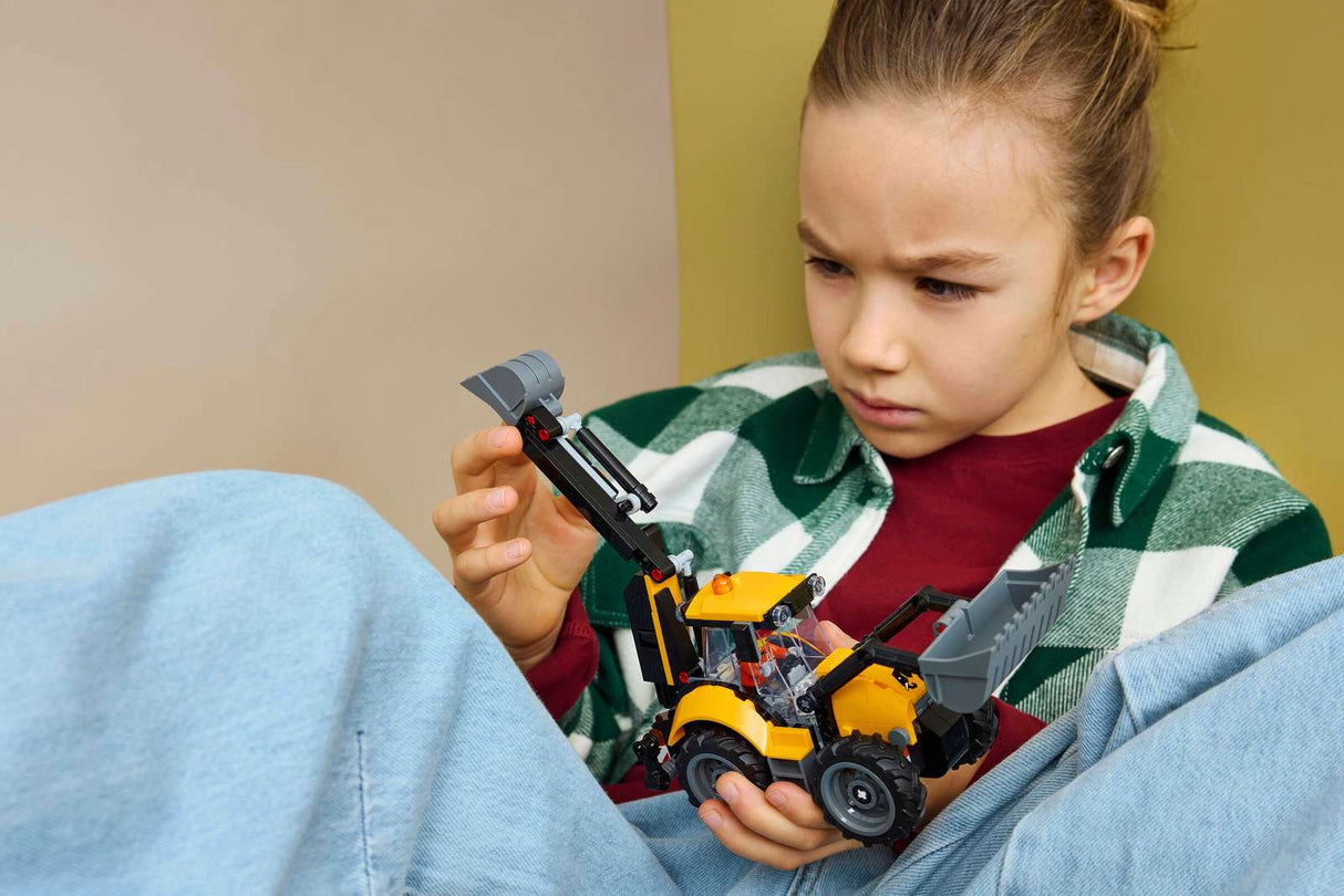 Yellow Backhoe Loader