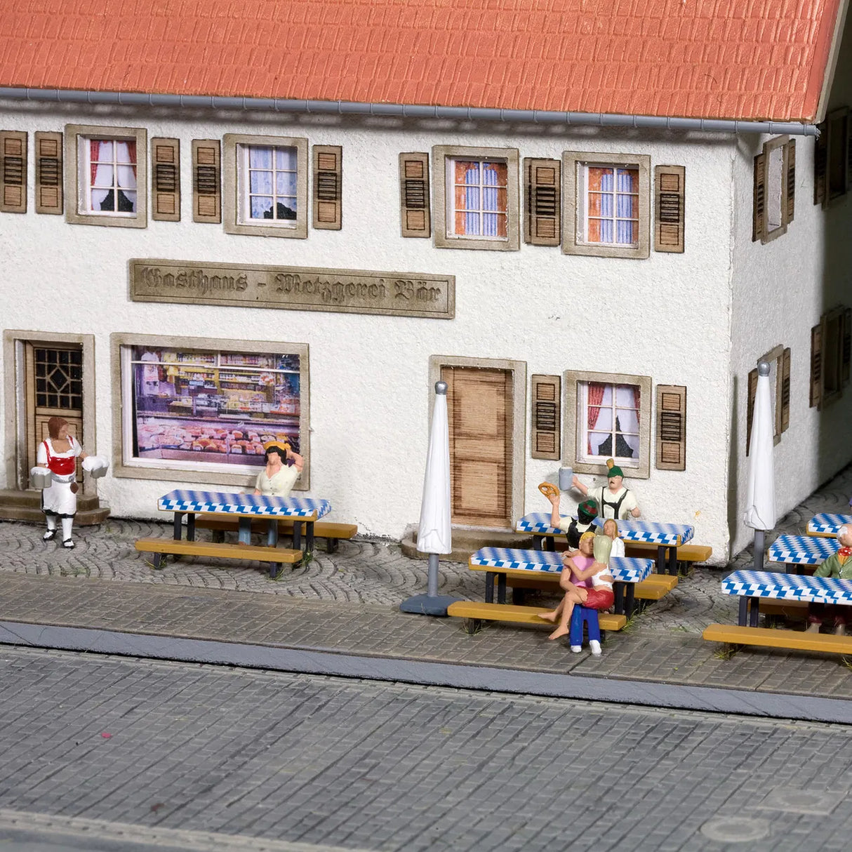 Christmas Market Nativity Scene with Wooden Figures