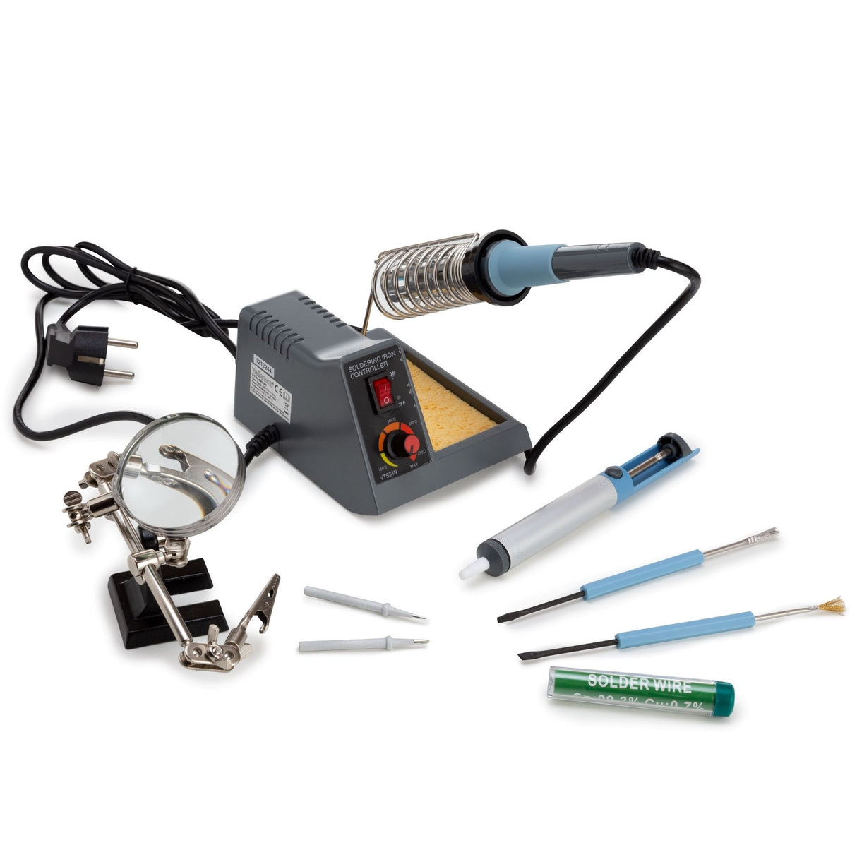 Soldering station set 40–48 W with LED indicator, adjustable temperature 150–480 °C, including accessories, ideal for professionals and DIY enthusiasts