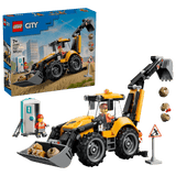 Yellow Backhoe Loader