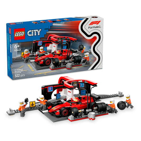 LEGO City 60443 F1® Pit Stop & Pit Crew with Ferrari Car