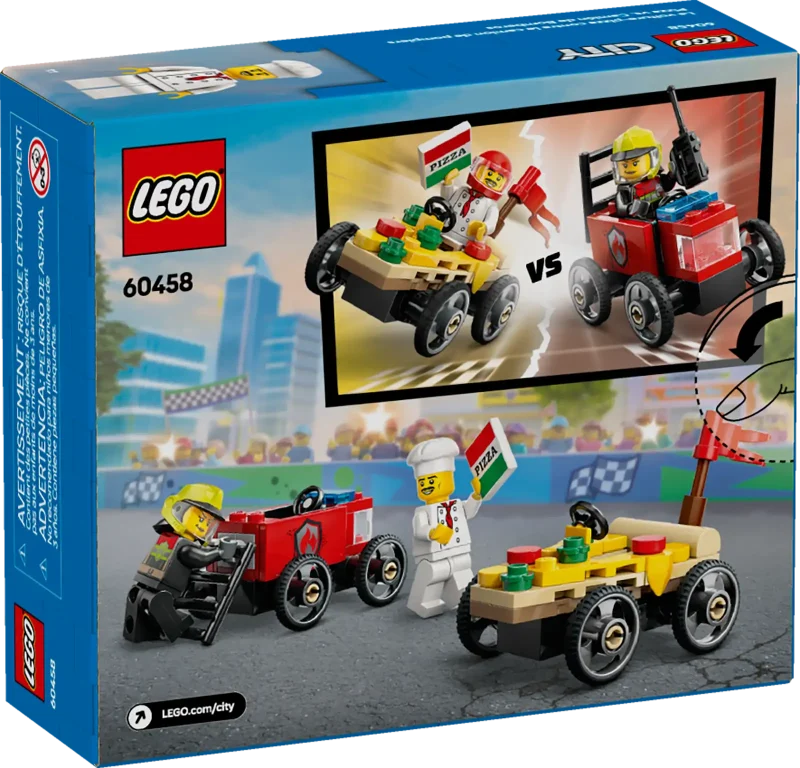 LEGO City 60458 Pizza vs. Fire Truck Race Car Pack Packaging