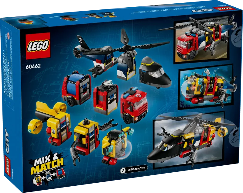 LEGO City 60462 Helicopter, Fire Truck & Submarine Remix Packaging