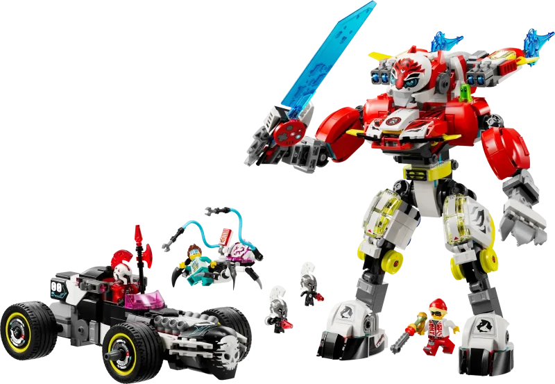 LEGO Dreamzzz 71497 Cooper's Tiger Mech & Zero's Hot Rod Car