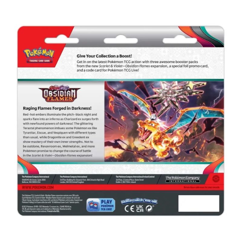 186-85378 Pokemon TCG: 3 Scalet & Violet Obsidan Flames Booster & Houndstone Card