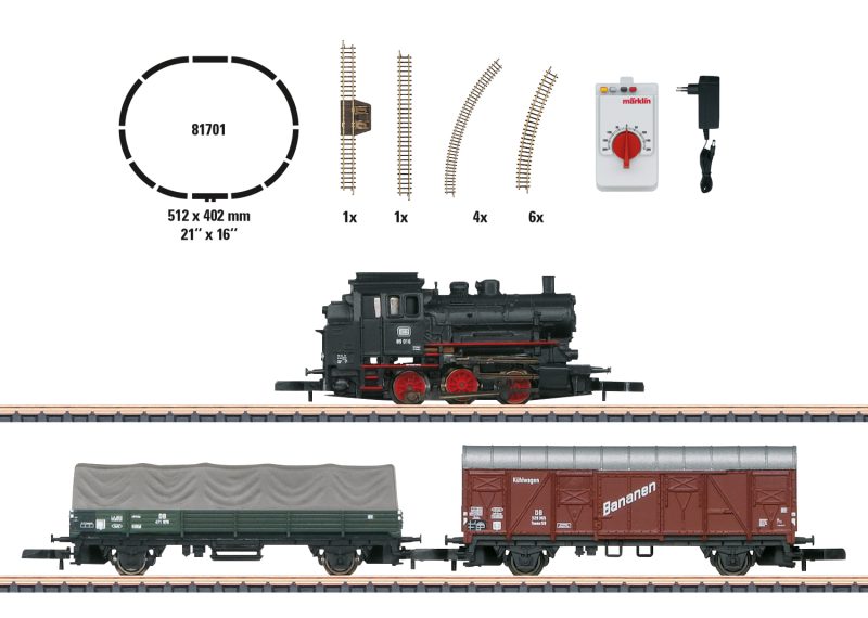 Märklin "Freight Train" Starter Set with a Class 89 Steam Locomotive, and Oval of Track, a Locomotive Controller, and a Power Supply (81701)
