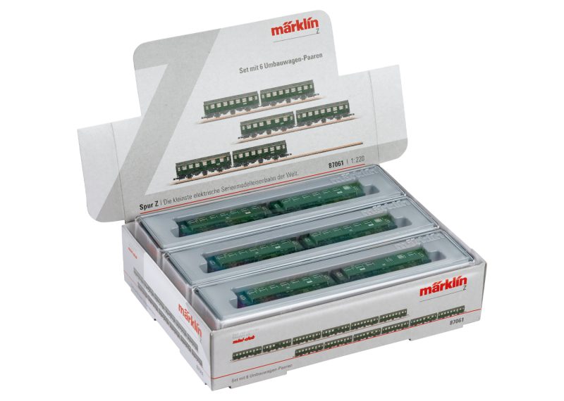 Märklin 87061 Set with 6 Pairs of Rebuild Cars in a Display