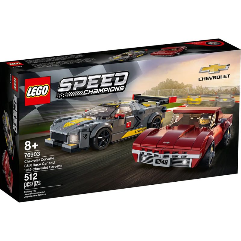 LEGO Speed Champions Chevrolet Corvette C8.R Race Car and 1969 Chevrolet Corvette (76903) | JBF Toys and Trains Packaging