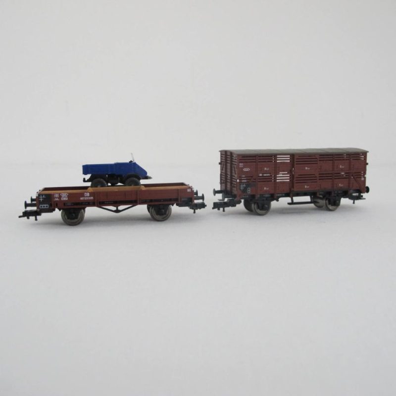 Wagon set rural freight cattle wagon & flat wagon w.Unimog - Image 5
