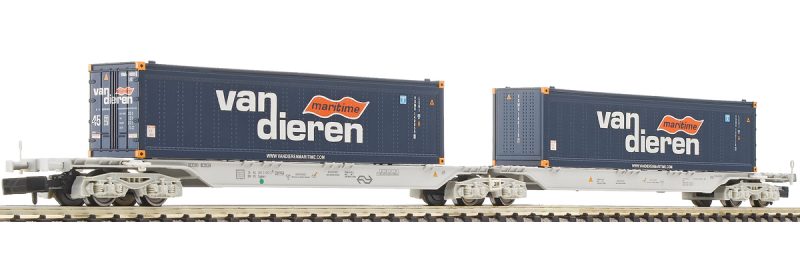 AAE. Double-articulated wagon w/'van Dieren 'containers N-gauge