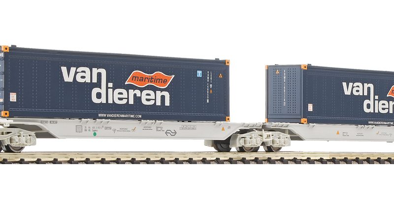 AAE. Double-articulated wagon w/'van Dieren 'containers N-gauge