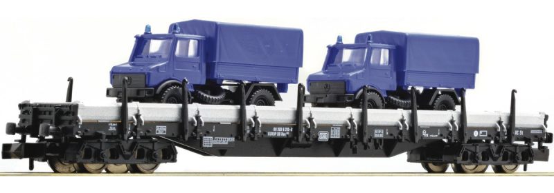 Res686 flat wagon with 2 THW Unimog