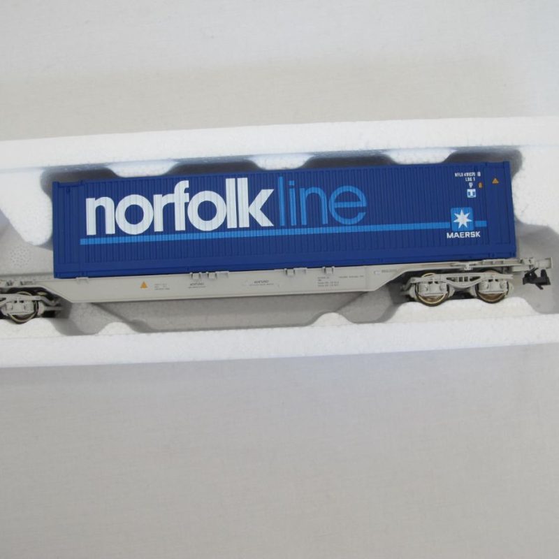 NS double container wagon, grey, with 2 blue 45ft containers 'Norfolkline' - Image 3