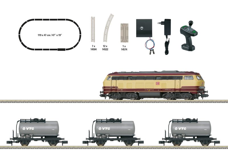 Minitrix T11160 "Freight Train" Digital Starter Set with a Class 217